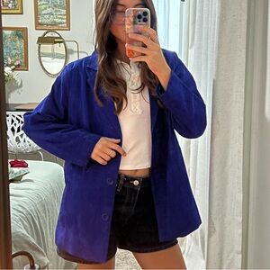 100% Leather Women's Blue Jacket